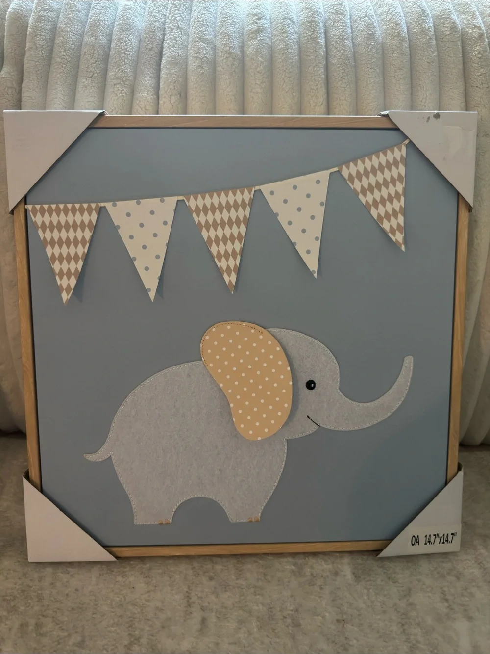 14” x 14” Baby Elephant Canvas Wall Art – Nursery Décor, New